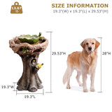 29.53" Tall Water Fountain Outdoor with Birds, Bird Bath Fountain with Removable Feeding Bowl Tree Trunk Design Resin Freestanding Water Fountains for Outside, Garden, Patio, Lawn, Yard