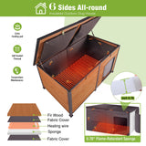 GUTINNEEN Extra Large Heated Dog House Insulated Dog Kennel Winter Shelter with Safe Thermostat-Controlled Heating Pad, Chew-Proof Metal Frame, 6-Sided Thermal Liner for Large Dog Breeds (Brown)