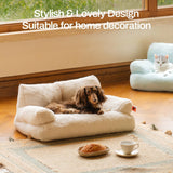 MEWOOFUN Cat Bed for Indoor Cats, Washable Dog Beds for Small Dogs & Cats with Removable Cover, Fluffy Cat Couch with Non-Slip Bottom (Beige, 26.0" L X 19.0" W X 13.0" Th)