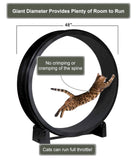 One Fast Cat - Cat Exercise Wheel - Gen. 7 - Safe 48" Diameter - Made in The USA - Black Wheel with Black Felt Traction Pads and Solid Inline Wheels