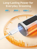 Ckin pet Dog Nail Grinder, Quiet Electric Dog Nail Trimmer with 2 LED Lights, 3-Speed Pet Nail Grinder for Dogs & Cats, Rechargeable 2000mAh Nail Grinder for Small Medium Large Dogs with Light, White