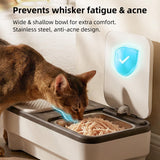 uahpet Cat Wet Food Automatic Feeder with Semiconductor Cooling & Pre-Heating, Programmable Timed Wet Food Dispenser for Cats, Stainless Steel Tray, Quiet, for 1-2 Cats Daily Use & Short Trips