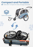 Sepnine 2 in 1 Pet Bicycle Trailer with a 6" Stroller Wheel Suitable for Small and Medium Dogs, Carrier Up to 66/88 LBS, Easy Folding Cart Frame, Quick Release Wheel, Universal Bicycle Coupler