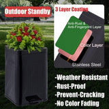 Metal Dog Poop Trash Can Outside - Small Outdoor Garbage Can with Pedal - Stainless Steel Dog Waste Container with Lid - Decorative Trash Bin (Faux Plant) - Hidden Trash Bucket - Black & Flower