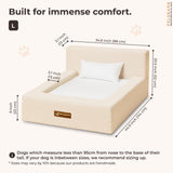 Pelsbarn Real Orthopedic Dog Bed, High-Density Memory Foam with Waterproof Fitted Sheets - Machine Washable, Large, Beige