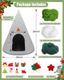 DIY Christmas Tree Cat Beds for Indoor Cats, Christmas Cat House, Felt Christmas Cat Nest, for Pet, Christmas Tree Decoration for Cat, 20 x 24 Inches