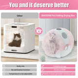BAIODNB Foldable Smart Pet Dryer Box, Automatic Pet Dryer Small Dog Drying Box with 8 Fan 4 Speed, Cat Hair Blow 360° Ultra Quiet Drying Machine for Cats & Dogs
