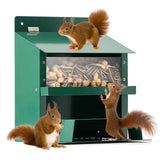 Squirrel Feeder, Metal Squirrel Feeder for Outside,Outdoors Chipmunk &Squirrel Picnic Bench Feeders Table,Stronger Than Wooden Structure,Easy to Install & Refill