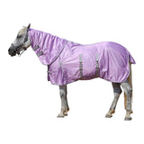 LEAFOREST Horse Fly Sheet with Neck Cover & Belly Band - Lightweight Mesh UV Protection Summer Sheet for Horses, Cool Thin Equine Blanket in Purple, 66"