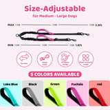 LEOSASA Double Dog Leash - No Tangle Splitter for Two Dogs, Coupler with Adjustable Long Lead Rope, Dual Control Handles, Retractable No Pull Bungee, Walk Train Small Medium Large 2 Pets (Fuchsia)