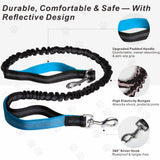 BJDQHKJ Hands-Free Dog Leash for Dogs up to 130 lbs – Heavy-Duty, Shock-Absorbing Bungee Leash with Zipper Pouch, Dual Padded Handles & Adjustable Waist Belt for Running & Walking – Sky Blue