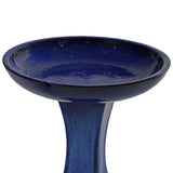 Sunnydaze Ceramic Bird Bath for Outside - 16" H - UV- and Frost-Resistant - Pedestal Bird Bath - Blue Glazed Bowl - Blue Glaze Finish