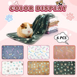 6 Pcs Washable Guinea Pig Blankets Absorbent Small Animal Fleece Bedding Waterproof Cage Liners Reusable Pet Pee Pad Sleep Mat Cover for Rabbit Rat Hamster Ferret Chinchilla Hedgehog (16"x24")