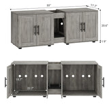 GAOMON Litter Box Enclosure with Double Cage, Cat House,Hidden Litter Box Enclosure Furniture for 2 Cats, Wooden Enclosed Cat Litter Box Furniture,55”L x 17.7”W x 22.5”H, Grey