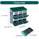 Garvee Chicken Nesting Boxes, 6 Hole Metal Chicken Laying Box with Removable Trays for Chicken Coop, Green