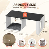 WLIVE Coffee Table, 2-in-1 Cat Wood Coffee Table with Lagre Storage Tabletop, Modern Center Table Cat House with Cat Scratching Pad, Cat Teaser for Living Room, Balcony, Black