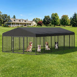 Petony 236" x 118" Outdoor Dog Kennel Steel Ideal Dog Fence for Medium/Small Dogs Anti-Rust Coating Cage with Roof All Weather Resistant Dog House with Double Locks