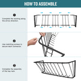MIYABALA Hay Feeder for Horses,35.5'' Long Hay Rack with 20 Gallon Large Capacity,Heavy Duty Steel Wall Mounted Hay Feeder Rack for Horses,Goats,Sheep in Stable and Farm