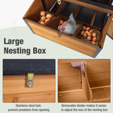 MEDEHOO Large Chicken Coop with Run, Mobile Chicken House with Wheels and All-Around Iron Frame, Chicken Tractor Poultry Cage for 6-8 Chickens, Nesting Box, Metal Pull-Out Tray
