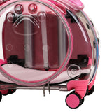 gihusrzx Pet Trolley Case with Upgraded Detachable Silent Wheels, Clear Ventilation Holes Cat Dog Carrier, Cat Dog Carrier with Telescopic Handle, Perfect for Traveling/Taking a Walk Pink