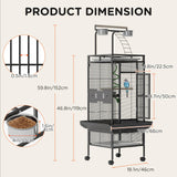 Garveehome 60 Inch Wrought Iron Large Bird Cage with Play Top, Stand