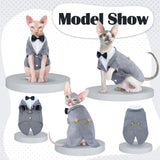 QBLEEV Cat Tuxedo Suit, Cat Halloween Costumes for Cats Only, Sphynx Cat Tuxedo Outfit Costume with Bow Tie, Kitten Formal Attire Wedding Birthday Onesie Clothes for Male Girl Hairless Cats
