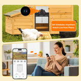 Automatic Chicken Coop Door Solar Powered with 2K Camera & Night Vision, IP65 Wireless Auto Door Opener, 6-Month Battery, APP Control, 2-Way Audio, Anti-Pinch Design (Black)