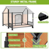 GUTINNEEN Extra Large Heated Dog House for Outside XXL Insulated Dog House Outdoor Dog Kennel with Safe Heated Pad, Chew-Proof Metal Frame, Thermal Liner for Large Dog Breeds, 44.5" L x 45" W x 35" H