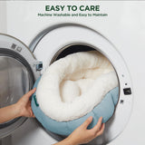 BALANCE Cat Beds for Indoor Cats, Washable Round Cat Bed, Cute Kitten Bed with Anti-Slip Bottom for Kitty and Puppy, 18 Inches, Dream Blue