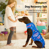 PetWarm After Surgery Onesie for Dogs, Recovery Suit for Dogs, Recovery Shirt for Dog Abdominal Wounds Bandages Cone E-Collar Alternative, Pet Surgical RecoverySuit, Underwater World Pattern, Blue, XS
