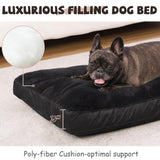 Dog Crate Bed Waterproof Deluxe Plush Dog Beds with Removable Washable Cover Anti-Slip Bottom Pet Sleeping Mattress for Large, Medium, Jumbo, Small Dogs, 23 x 17 inch, Black