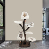 Cat Tree,Cat Activity Tree,Flower-Themed White Cats Tree,Cute Cats Tree with Flower Platforms&Scratching Posts for Kittens and Large Cats (White Cat Tree)