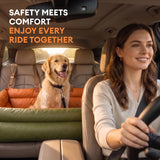 FUNNY FUZZY Leather Dog Car Seat for Large Size Dogs, Pet Booster Car Seats