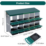 Garvee Chicken Nesting Boxes, 10 Hole Metal Chicken Laying Box with Removable Trays and Roll Out Egg Collection for Chicken Coop, Green