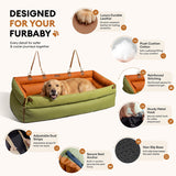 FUNNY FUZZY Leather Dog Car Seat for Large Size Dogs, Pet Booster Car Seats