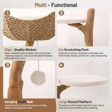 BUMUBI Modern Adult Cat Tree for Large cat Solid Wood Cat Tower for Indoor Cat Tall Cat Condo Cat Climbing Tower with Scratching Post Bed