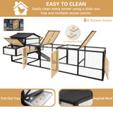 PetsCosset 116" L Large Chicken Coop and Run, Hen House with 4 Nesting Box Boxes, Rabbit Hutch Poultry Bunny Cage for 4-6 Chickens with 4 Perches, Removable Tray and Ramp and UV-Resistant Roof Panel
