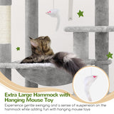 Globlazer Heavy Duty Cat Tree, 70 inch Sturdy Cat Tree for Indoor Cats Extra Large Cat Tower with Scratching Post, Hammock, Cat Condo for Adult Cats Kittens, F70 Pro, Light Grey