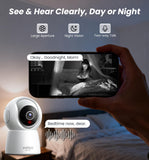 Veise 2K Indoor Security Camera 2.4GHz, 360° Pan/Tilt Pet Camera with Motion Tracking, Baby Monitor, 2-Way Audio, Night Vision, Cloud/SD Storage, Compatible with Voice Assistant, White