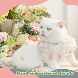 Leo Kitty Pink Silk Pet Clothing for Cats & Small Dogs – Handmade Floral Embroidery, Metal Buckle, Chinese-Style Classic Design, New Year Cat & Dog Outfit for Wedding, Birthday & Party