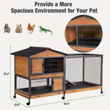Indoor Rabbit Hutch with Metal Frame & Pull-Out Tray - Spacious Cage with Exercise Run Area for Rabbits (Orange, L)