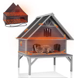 GUTINNEEN 2-Story Heated Cat House for Outside Large Outdoor Insulated Cat House Weatherproof Cat Shelter with Insulated Liner, Heating Pad, Chewproof Cable, Escape Doors for 2-5 Feral Cats