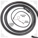Bull Whip 06 to 16 Feet 12 Strands Real Cowhide Leather Equestrian Bullwhip Leather Belly & Leather Bolster Inside (08)