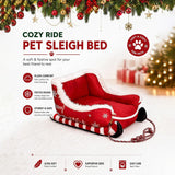 Dog Sleigh Bed, Christmas Santa Sleigh Shaped Pet Bed with Non-Slip Base, Soft Crystal Velvet Plush Dog Bed for Small Dogs Cats, Cozy Holiday Sleep Spot，Red：S(20 * 15 * 10IN)