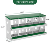 Garvee ‌Galvanized Steel Chicken Nesting Box with Roll Out Egg Tray - 10 Hole, Rustproof & Ventilated Laying Boxes for Hens, Chickens, Ducks | Easy-Clean Poultry Coop Accessories, Green