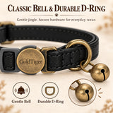 Retro Cat Collar with Brass Bell, Breakaway Adjustable Pet Collar