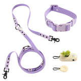 THE LICKER Store WLK1005H-5SET Luna Medium 8FT Adjustable 6-in-1 Waterproof Hands-Free Leash and Collar with LED Flashlight, Bag Dispenser, and Poop Bag Holder, Bramble