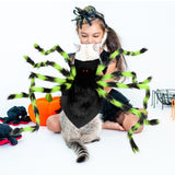 GUDELAK Dog Halloween Costumes, Furry Dog Spider Costume with 64 LED, Giant Spider Halloween Costume for Medium Large Dogs, Funny Dogs Costumes for Cat Pet Halloween Party Cosplay (Green)