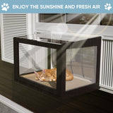 FunXplore Cat Window Box Weatherproof Catio Outdoor Cat Enclosure Perch with Side Detachable PVC Panels Bug-Proof Wire Grid Fits Double Hung Frames 25.4" to 43.3" Wide Sunbathing Napping Overlooking