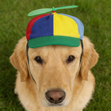 IPENNY Colorful Pets Propeller Hat, Rainbow Helicopter Hat Baseball Cap with Adjustable Strap - Cute Cosplay Accessory for Medium Dog & Large Cat (L, Green)